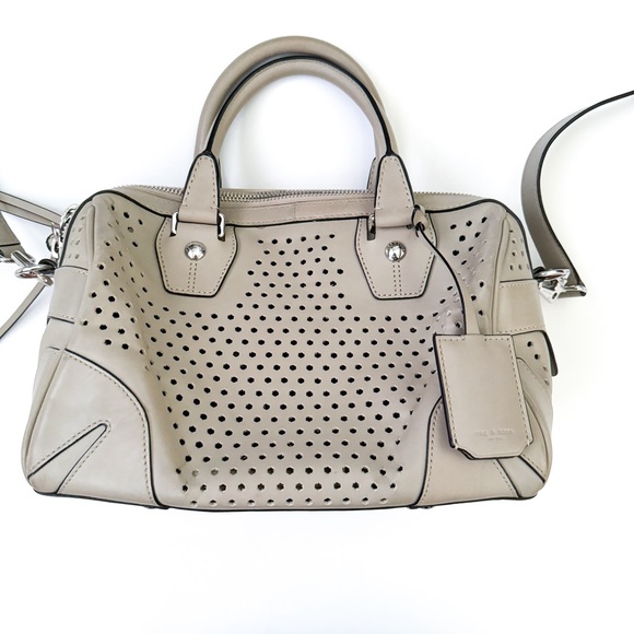 Rag & Bone Small Flight Perforated Leather Satchel Crossbody in Clay - Picture 3 of 9